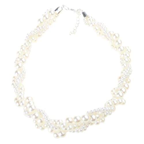 Koreanische Twining Pearl Choker Halskette für Frauen Geometrische Schlüsselbeinkette Imitation Perle Halskette Hochzeit Braut Schmuck, ABS, Zirkonia von Vdaxvme