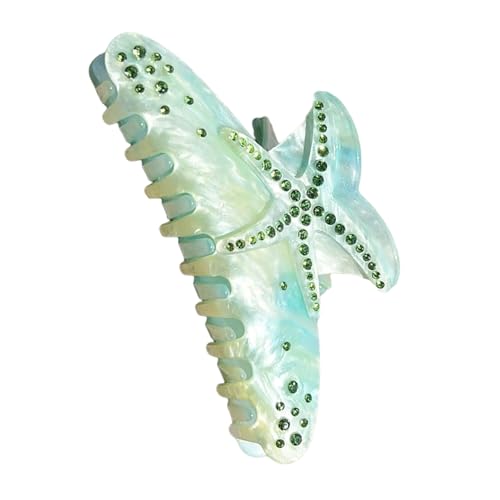 Modische Haarspange mit Strasssteinen, Seestern-Muster, praktischer Acryl-Clip für lange Zeit, geeignet für den täglichen Gebrauch und Feiern, Seestern-förmige Haarspange von Vdaxvme
