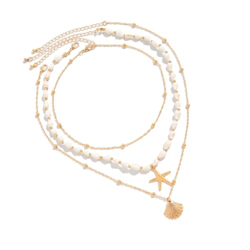 Modisches Strandschmuck-Set, Seesterne, Muscheln, Halskette, verstellbare Quasten, Schlüsselbeinkette für Damen, Anhänger-Schmuck, One Size, Wie beschrieben, Wie beschrieben von Vdaxvme