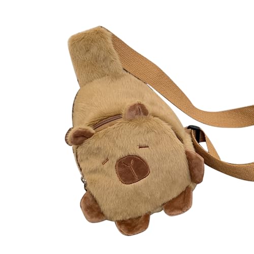 Schöne Cartoon Animal Chest Tasche Plüsch Schulter Telefon Weiche Crossbody Einfache Messenger Für Tägliche Frauen Capybara Schulter Weiche Plüsch Cartoon Brust von Vdaxvme