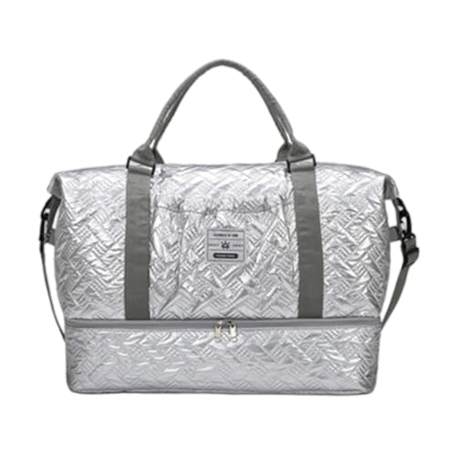 Turnbeutel Weekender Tasche Große Kapazität Reise Fitness mit Schuhfach Große Schulter Übernachtung Schulter Weekender Fitness Gym, silber, Mass Beauty von Vdaxvme