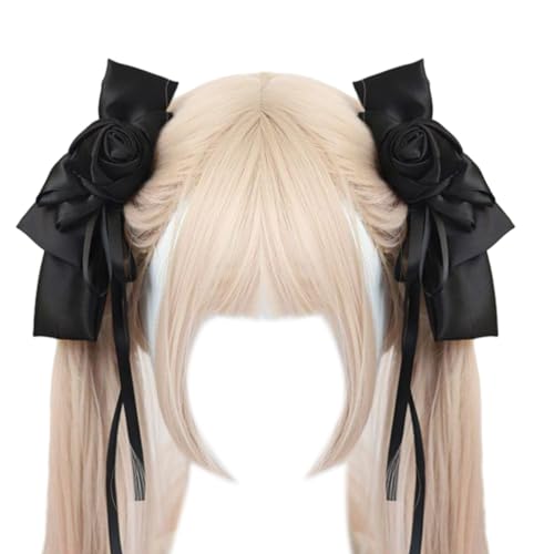 Vdaxvme 1 Paar Haarspangen in Schleifenform, mit Rosenband und Schleife, Make-up-Haarspange für Damen, Pferdeschwanz-Haarspange von Vdaxvme