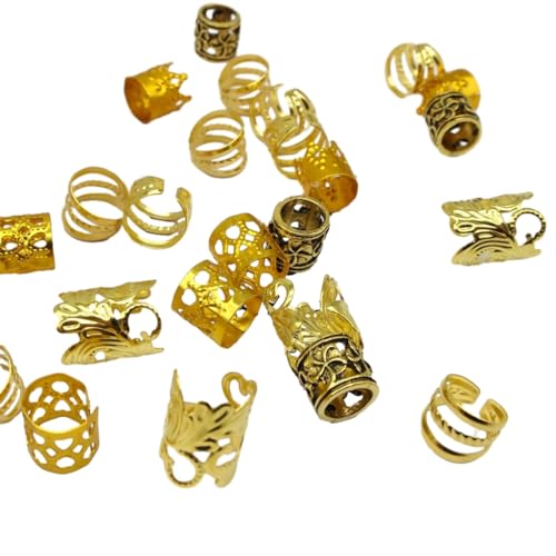 Vdaxvme 100 Stück Haarperlen, lose Spule, Haarschmuck für Zöpfe, Haarringe, Dreadlock-Perlen, Zopfringe, Haarspange, Zopf-Clip von Vdaxvme