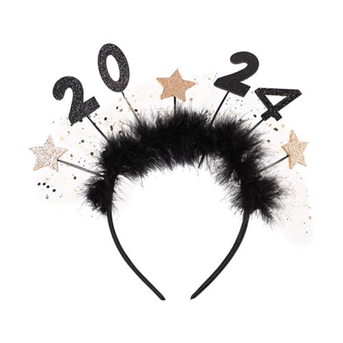 Vdaxvme 2024 Stirnband Neujahr Stirnband 2024 Stern Stirnband Neujahr Haarreifen Party Kopfbedeckung Happy New Year Haarband Damen Mädchen von Vdaxvme