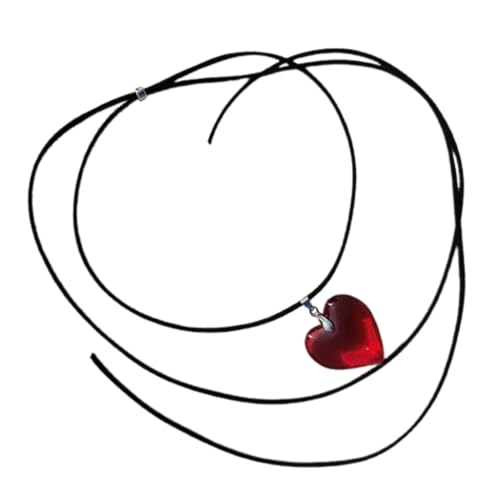 Vdaxvme Damen-Halskette, Gothic-Samt, Seil, Herz-Anhänger, Choker-Halskette für Frauen, elegante verstellbare Kette, schlichtes Design, Schmuck, Liuli, Zirkonia von Vdaxvme