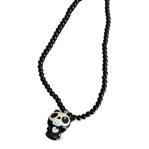 Vdaxvme Damen-Halskette, Halloween, lustige Perlen-Halskette, Anhänger, Halskette, einzigartige Halskette, Harz, für Halloween-Party, Alltag, Harz, Zirkonia von Vdaxvme