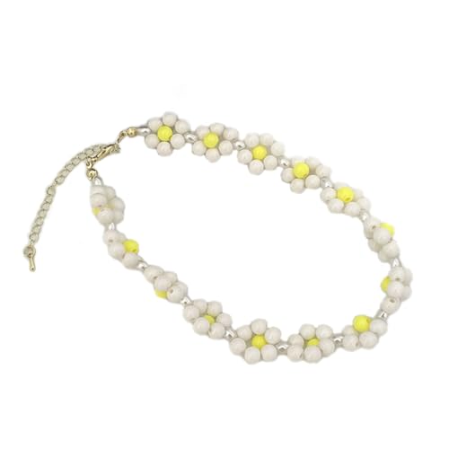 Vdaxvme Damen-Halskette, Schmuck, coole Blumen-Perlen-Anhänger, modische Blumen-Choker-Halskette für Frauen, Punk-Accessoire, Harz, Zirkonia von Vdaxvme
