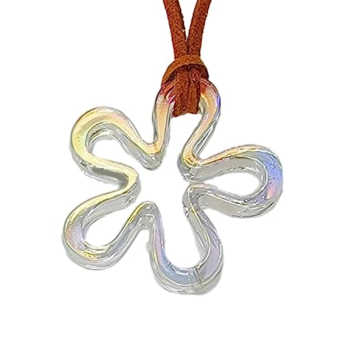 Vdaxvme Damen-Halskette, einzigartiger ausgehöhlter Blumenanhänger, Halsketten, Acrylblumenschmuck, geeignet für jeden Anlass, Acryl, Zirkonia von Vdaxvme