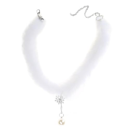 Vdaxvme Damen Halskette Elegante Hochzeit Halskette Elegante Halskette Stilvolle Choker Halskette Schneeflocke Anhänger Halskette Plüsch für Frauen, Plüsch, Zirkonia von Vdaxvme