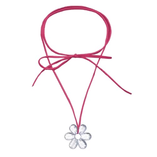 Vdaxvme Damen-Halskette mit hohlen Blumen, Herz-Halskette, weibliches Temperament, langes Seil, Schlüsselbeinkette, Studenten, verstellbare Kette, Schmuck, Wildlederseil, Acryl, Zirkonia von Vdaxvme