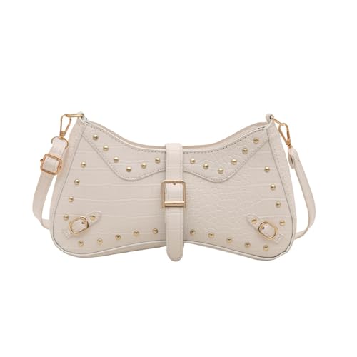 Vdaxvme Damen-Umhängetasche mit Nieten, Retro-Stil, trendige Achselhöhle, schlichtes Pendeln, PU-Leder, Unterarm, PU-Leder, Crossbody-Tasche für Damen, Nieten, Schultern, Retro, Unterarm, weiß, One Vdaxvme Damen-Umhängetasche mit Nieten, Retro-Stil, trendige Achselhöhle, schlichtes Pendeln, PU-Leder, Unterarm, PU-Leder, Crossbody-Tasche für Damen, Nieten, Schultern, Retro, Unterarm, weiß, One von Vdaxvme
