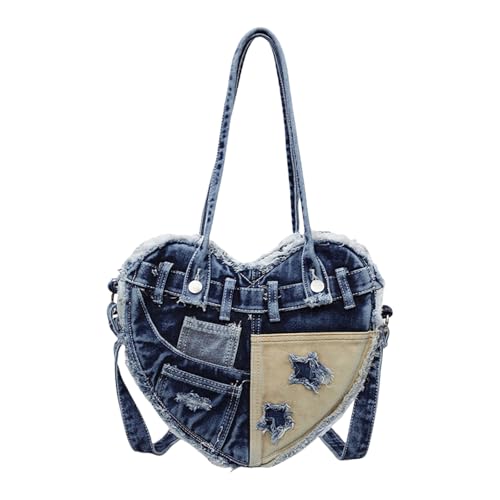 Vdaxvme Damentasche Denims Unterarmtasche Trendy Handtasche Große Kapazität Achsel Einkaufen Herzförmige Schulter Herzförmige Achsel Für Frauen Schulter Retro Denim Handtasche Täglich, blau, One Size Vdaxvme Damentasche Denims Unterarmtasche Trendy Handtasche Große Kapazität Achsel Einkaufen Herzförmige Schulter Herzförmige Achsel Für Frauen Schulter Retro Denim Handtasche Täglich, blau, One Size von Vdaxvme
