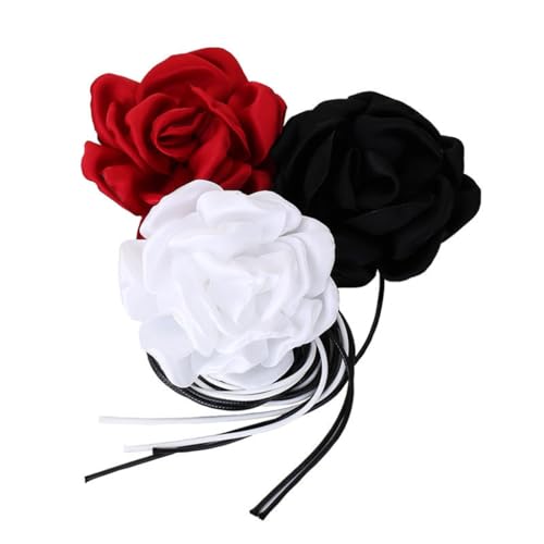 Vdaxvme Elegante Rose Blume Halskette mit verstellbarer Länge Kette für modische Frauen Damen Alltag Freizeitkleidung Stoff Zirkonia von Vdaxvme