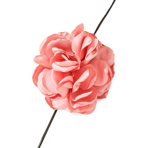 Vdaxvme Gothic Big Flower Clavicle Chain Necklace for Women Ladies Korean Exaggerate Adjustable Rope Choker Accessories, Stoff + Wachsfaden, Zirkonia von Vdaxvme