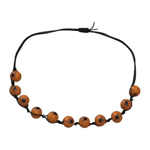 Vdaxvme Halskette mit Kürbisspinnen, verstellbar, Vintage-Perlen, Halloween-Thema, Schmuck für Damen, Harz, Zirkonia von Vdaxvme