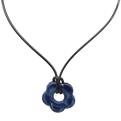 Vdaxvme Halsketten für Damen, Acryl-Blumen-Anhänger, Charm-Halskette, Wachslinie, Halskette, modische Choker-Kette, Damenschmuck, Acryl, Zirkonia von Vdaxvme