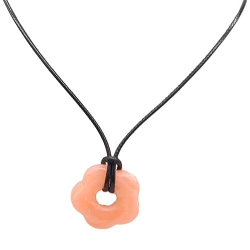 Vdaxvme Halsketten für Damen, Acryl-Blumen-Anhänger, Charm-Halskette, Wachslinie, Halskette, modische Choker-Kette, Damenschmuck, Acryl, Zirkonia von Vdaxvme