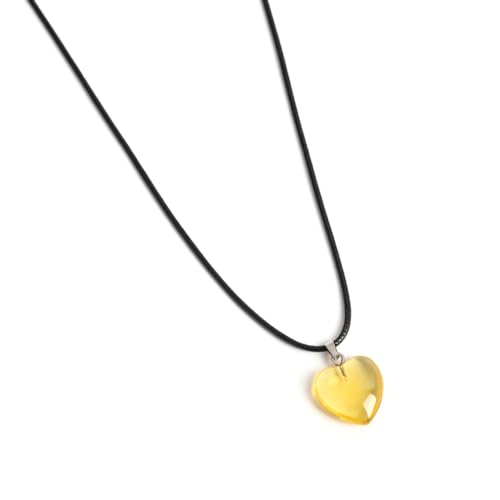Vdaxvme Halsketten für Damen, grüner Liebesherz, Paar-Halskette, Naturstein, geometrischer Anhänger, Halskette, Modeschmuck, Naturstein + Wachsseil, Zirkonia von Vdaxvme