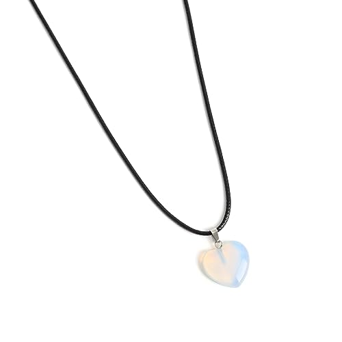 Vdaxvme Halsketten für Damen, grüner Liebesherz, Paar-Halskette, Naturstein, geometrischer Anhänger, Halskette, Modeschmuck, Naturstein + Wachsseil, Zirkonia von Vdaxvme