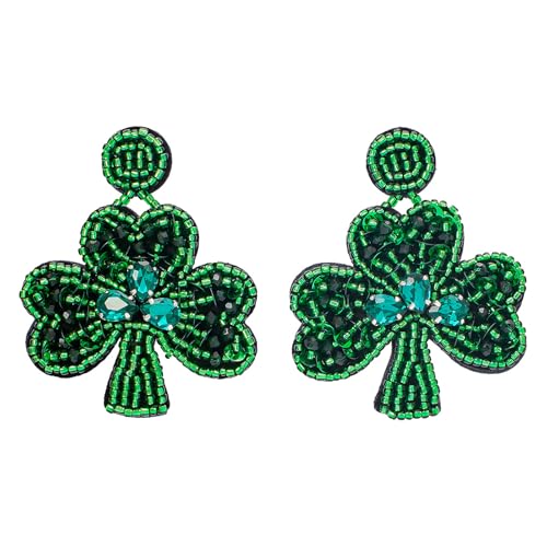 Vdaxvme Handgefertigte Perlenkleeblatt-Ohrringe, Patricks Day, elegantes Ohr-Accessoire für Damen und Schmuck Vdaxvme Handgefertigte Perlenkleeblatt-Ohrringe, Patricks Day, elegantes Ohr-Accessoire für Damen und Schmuck von Vdaxvme