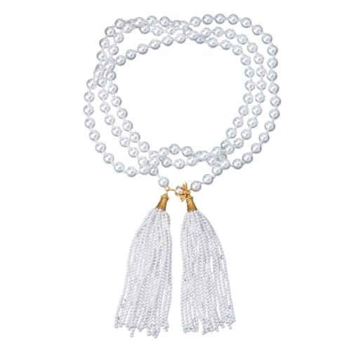 Vdaxvme Imitation Perlen Halskette Quasten Choker Elegante Fransen Halskette Mode Accessoire für Pullover und Taille Künstlicher Kristall Zirkonia von Vdaxvme