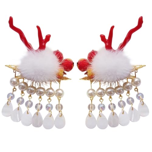 Vdaxvme Loong Horn Haarspange Mädchen Niedliche Loong Haarspangen Clip Kopfbedeckung Pompons Drachenhorn für Frauen Mädchen von Vdaxvme