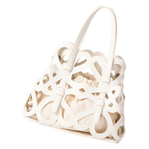 Vdaxvme Moderne Openwork Umhängetaschen Draw String Verschluss Praktische PU Handtasche Multi Way Carry Daily Essential Tasche Mit Innerer Tasche von Vdaxvme