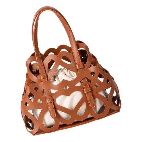 Vdaxvme Moderne Openwork Umhängetaschen Draw String Verschluss Praktische PU Handtasche Multi Way Carry Daily Essential Tasche Mit Innerer Tasche von Vdaxvme