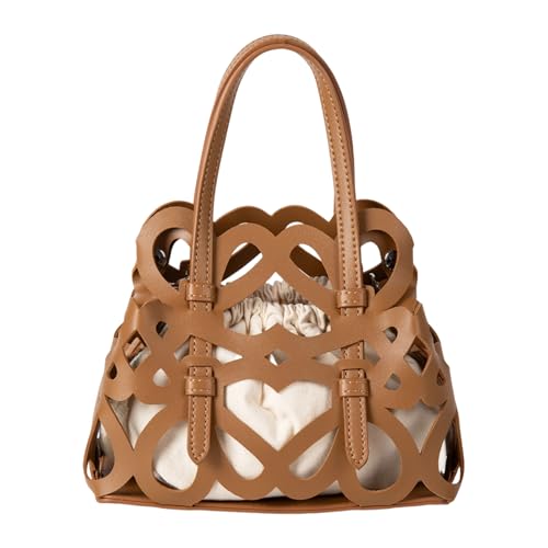 Vdaxvme Moderne Openwork Umhängetaschen Draw String Verschluss Praktische PU Handtasche Multi Way Carry Daily Essential Tasche Mit Innerer Tasche von Vdaxvme