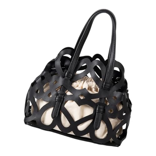 Vdaxvme Moderne Openwork Umhängetaschen Draw String Verschluss Praktische PU Handtasche Multi Way Carry Daily Essential Tasche Mit Innerer Tasche von Vdaxvme