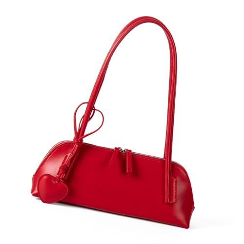 Vdaxvme Modische Umhängetasche aus PU-Leder mit Herz-Anhänger, lässige Bürotasche, stilvolle Unterarm-Geldbörse, Handtasche für Damen, modische PU-Leder-Handtasche, rot, One Size Vdaxvme Modische Umhängetasche aus PU-Leder mit Herz-Anhänger, lässige Bürotasche, stilvolle Unterarm-Geldbörse, Handtasche für Damen, modische PU-Leder-Handtasche, rot, One Size von Vdaxvme