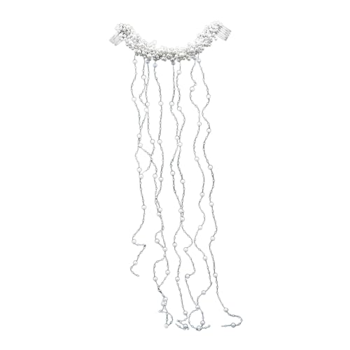 Vdaxvme Perlen-Haarkamm, Quasten, Perlen, Hochzeits-Haarschmuck, Damen-Schmuck, Haarschmuck, langes Stirnband, Haarbänder, wie beschrieben von Vdaxvme