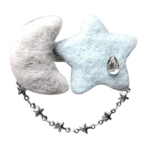 Vdaxvme Plüsch-Haarspange, weiche Mondstern-Kette, Haarnadeln, eleganter Haarklammer für dünnes Haar, hübsche Weihnachtsdekoration, wie beschrieben von Vdaxvme