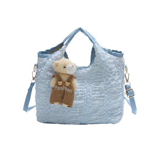 Vdaxvme Strukturierte Eimertasche mit Ornament-Anhängern, Umhängetasche, verstellbarer Riemen, PU-Umhängetasche, praktischer täglicher Tragen, luxuriöses strukturiertes PU, blau, One Size Vdaxvme Strukturierte Eimertasche mit Ornament-Anhängern, Umhängetasche, verstellbarer Riemen, PU-Umhängetasche, praktischer täglicher Tragen, luxuriöses strukturiertes PU, blau, One Size von Vdaxvme