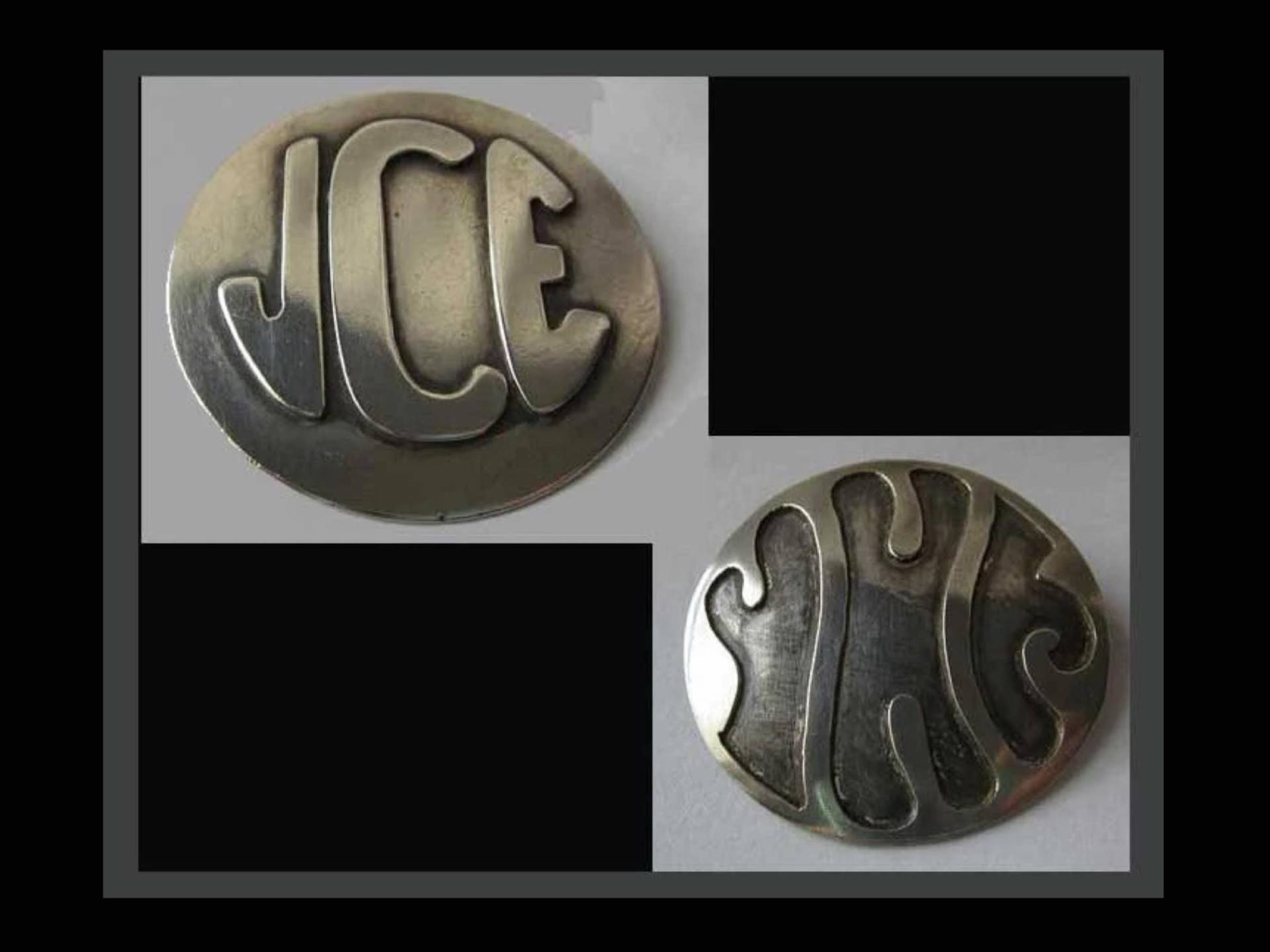 Anfertigung Es, Zwei 1950Er Jahre Modernist Sterling Silber Monogramme Anhänger Und Anstecknadel, Initial Schmuck, Mid Mod Schmuck Lot, Vintage von VdeB