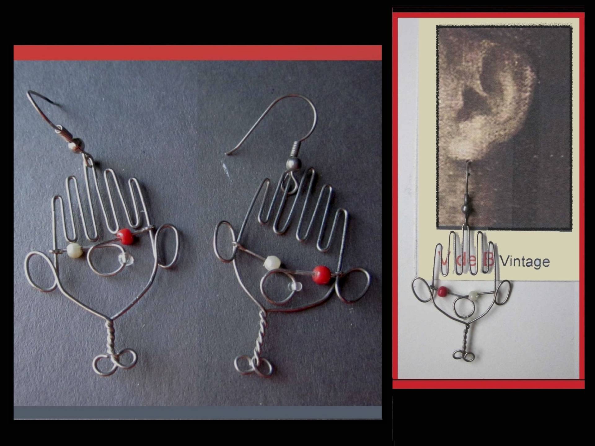 Hamsa Ohrringe, Silberdraht Und Perlen, Evil Eye Schutz, Traditionelle Hand Symbole, Vintage Schmuck/Damen von VdeB