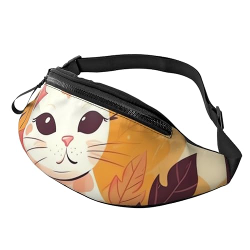 Bauchtasche, modische Bauchtasche für Damen und Herren, leichte Bauchtasche, Hüfttasche für Hundelaufen, Reisen, Einfache Cartoon-Katze, Einheitsgröße von VducK