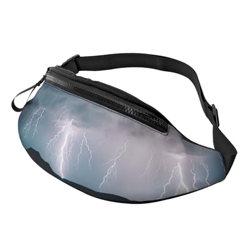 Bauchtasche, modische Bauchtasche für Damen und Herren, leichte Bauchtasche, Hüfttasche für Hundelaufen, Reisen, Lightning Struck, Einheitsgröße von VducK