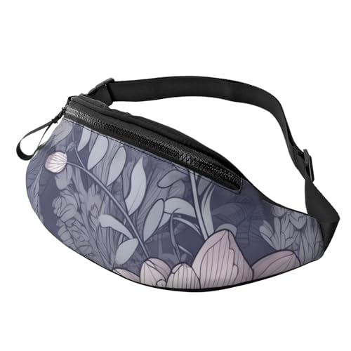 Bauchtasche, modische Bauchtasche für Damen und Herren, leichte Bauchtasche, Hüfttasche für Hundelaufen, Reisen, Lila Blumen und Blätter, Einheitsgröße von VducK