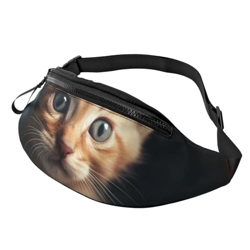 Bauchtasche, modische Bauchtasche für Damen und Herren, leichte Bauchtasche, Hüfttasche für Hundelaufen, Reisen, The Cat is Peeking, Einheitsgröße von VducK