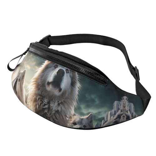 Bauchtasche, modische Bauchtasche für Damen und Herren, leichte Bauchtasche, Hüfttasche für Hundelaufen, Reisen, Wolf Tribe, Einheitsgröße von VducK