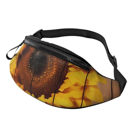 Bauchtasche für Damen, große Umhängetasche, trendige Brusttasche, Sonnenblumen, gelbe Blumen, Hüfttasche für Reisen, Sonnenblume mit Holz, Einheitsgröße von VducK