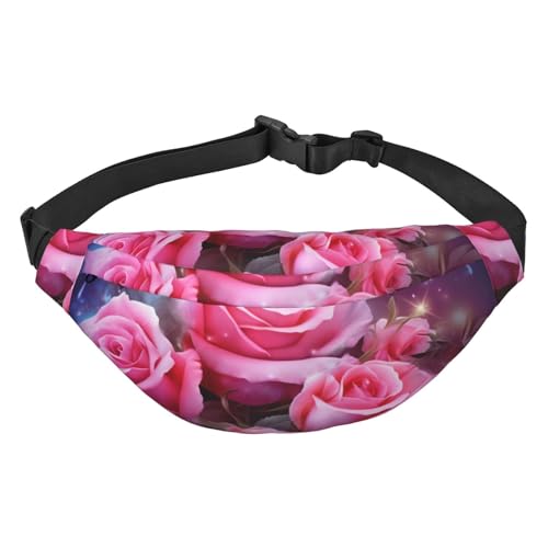 Bauchtasche für Damen und Herren, modische Bauchtasche, Rose und Schmetterlinge, Rosa, Hüfttasche für Sport, Wandern, Reisen, Rose und Schmetterlinge, Einheitsgröße von VducK