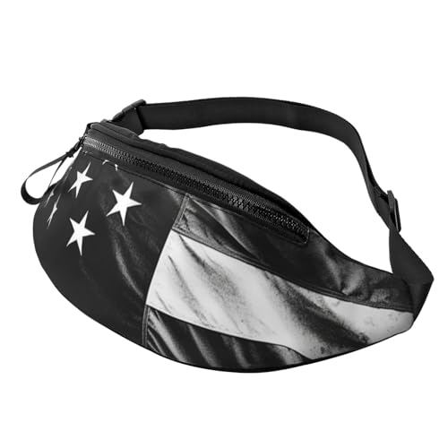 Bauchtaschen für Damen, große Umhängetasche, trendige Brusttasche, schwarze Rose, Hüfttasche für Reisen, Schwarze und weiße amerikanische Flagge, Einheitsgröße von VducK