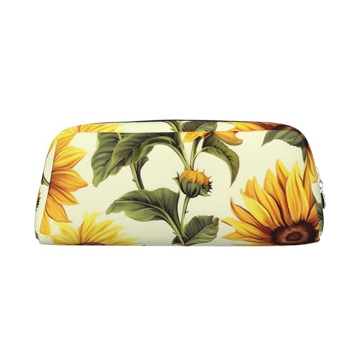 Federmäppchen, großes Federmäppchen, Sommer-Sonnenblumen-Motiv, für Büro, kleine Reißverschlusstasche für Bleistifte, silber, Einheitsgröße, Kosmetiktasche von VducK