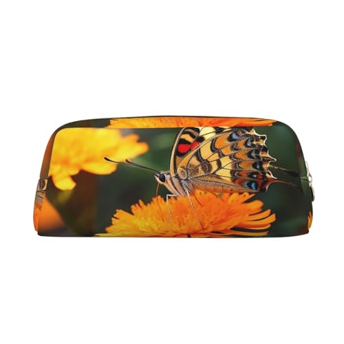 Federmäppchen, großes Federmäppchen, Wildblumen-Schmetterling, Federmäppchen für Büro, kleine Reißverschlusstasche für Bleistifte, gold, Einheitsgröße, Kosmetiktasche von VducK