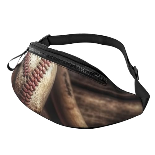 Gürteltasche für Damen, große Umhängetasche, trendige Brusttasche, Basketball, auf Feuer, Hüfttasche für Reisen, Baseball auf Holz, Einheitsgröße von VducK