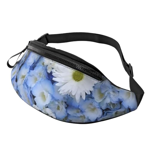 Gürteltasche für Damen, große Umhängetasche, trendige Brusttasche, Schönheit, Tier, Schmetterling, Hüfttasche für Reisen, Schöne weiß-blaue Blumen, Einheitsgröße von VducK