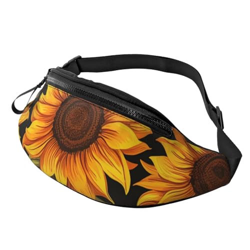 Gürteltasche für Damen, große Umhängetasche, trendige Brusttasche, Sonnenuntergang, Delfin, Hüfttasche für Reisen, Sonnenblumen, Einheitsgröße von VducK