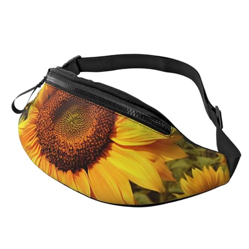 Gürteltasche für Damen, große Umhängetasche, trendige Brusttasche, Sonnenuntergang, Delfin, Hüfttasche für Reisen, Sonnenblumen, Einheitsgröße von VducK